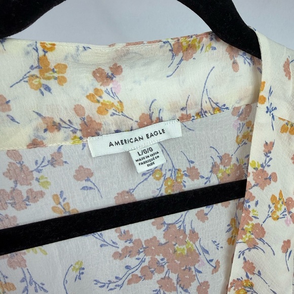 American Eagle Floral Tie-Front Midi Dress | Lightweight Boho | Size L - Picture 5 of 8